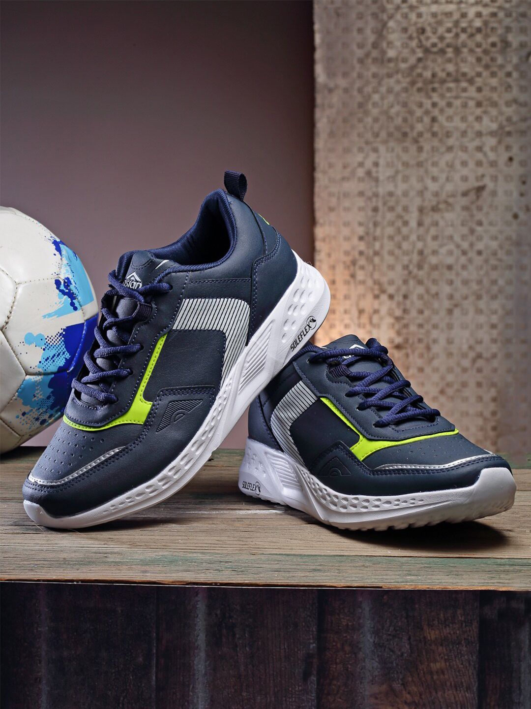 ASIAN Men Navy Blue Mesh Running Non-Marking Shoes