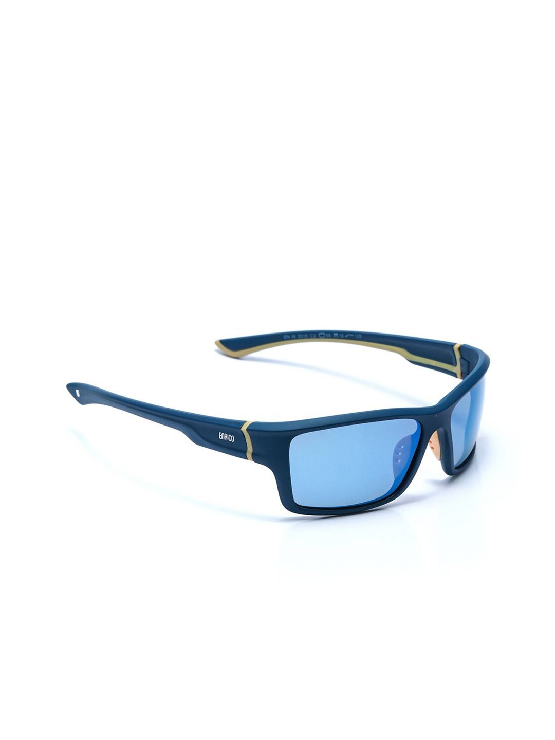 ENRICO Unisex Blue Lens & Blue Rectangle Sunglasses with Polarised and UV Protected Lens Price in India