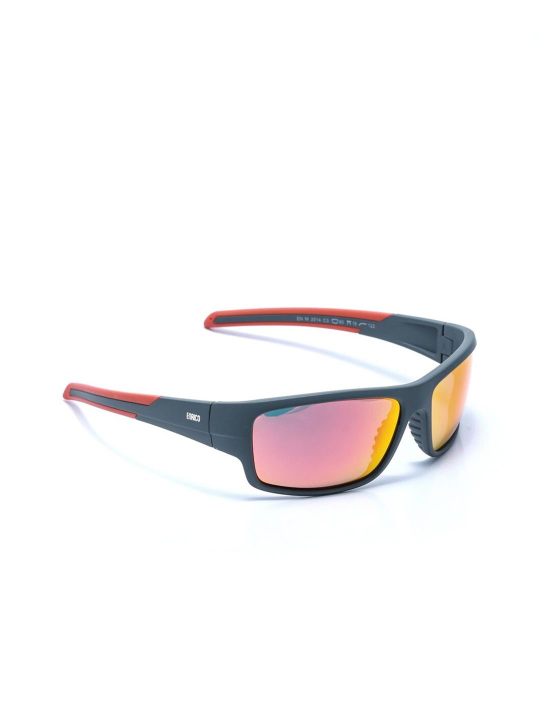 ENRICO Unisex Orange Lens & Gunmetal-Toned Rectangle Sunglasses EN M 2014 C3 Price in India