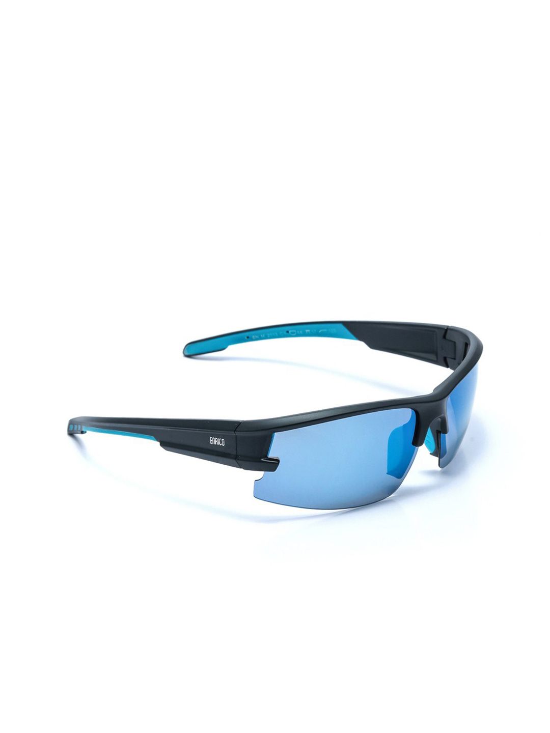 ENRICO Unisex Blue Lens & Black Sports Sunglasses with Polarised and UV Protected Lens Price in India