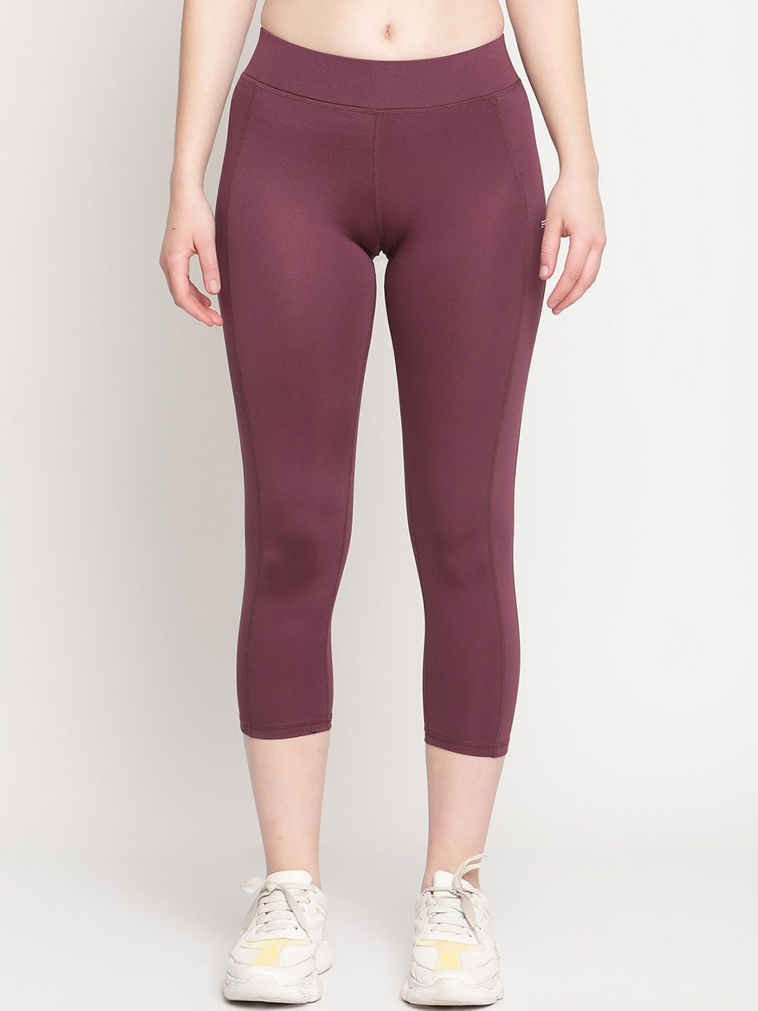 COASTLAND Women Magenta Solid Slim Fit Cycling Cropped Tights Price in India