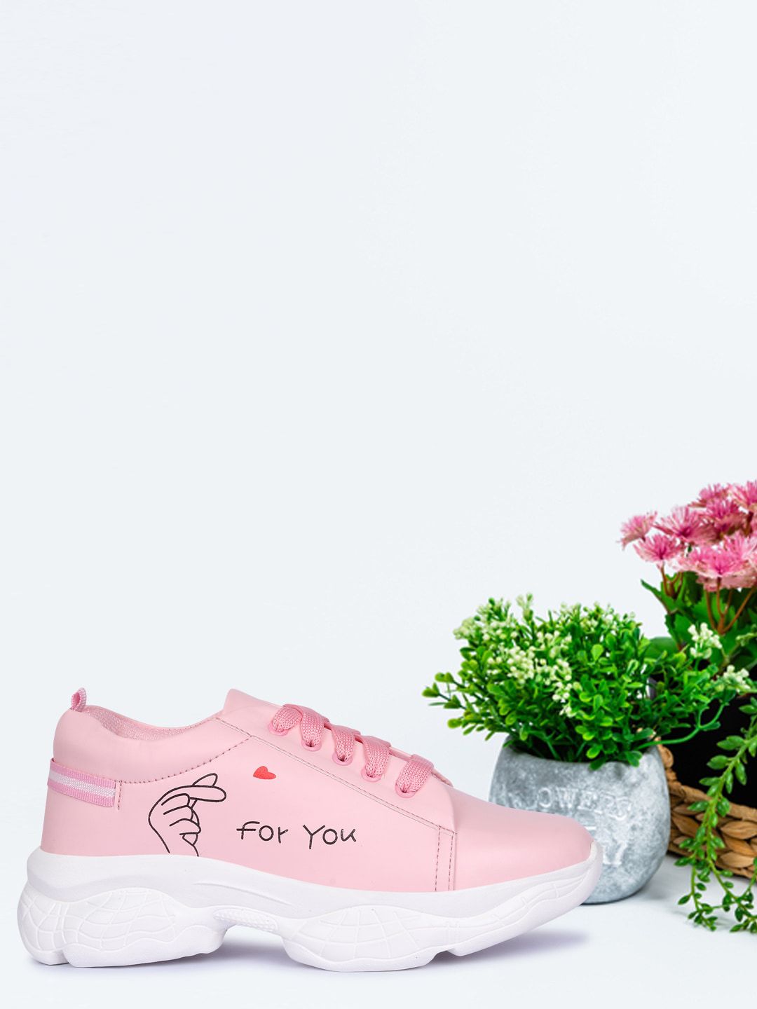 Longwalk Women Pink Printed PU Sneakers Price in India