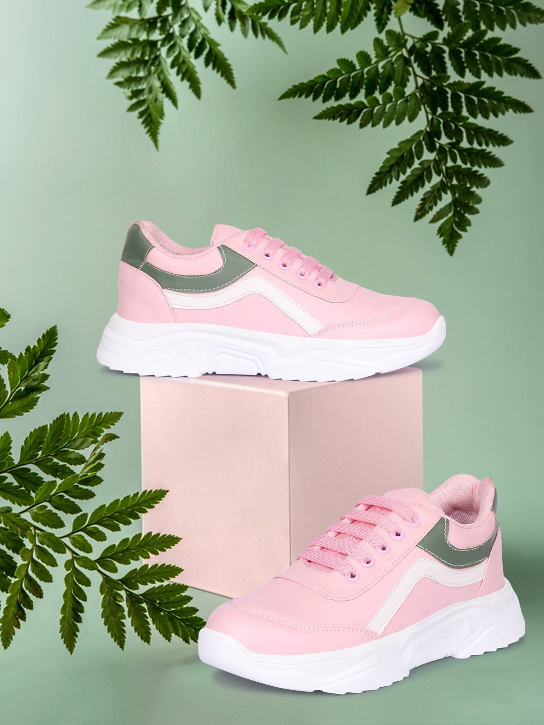 Longwalk Women Pink Colourblocked PU Sneakers Price in India