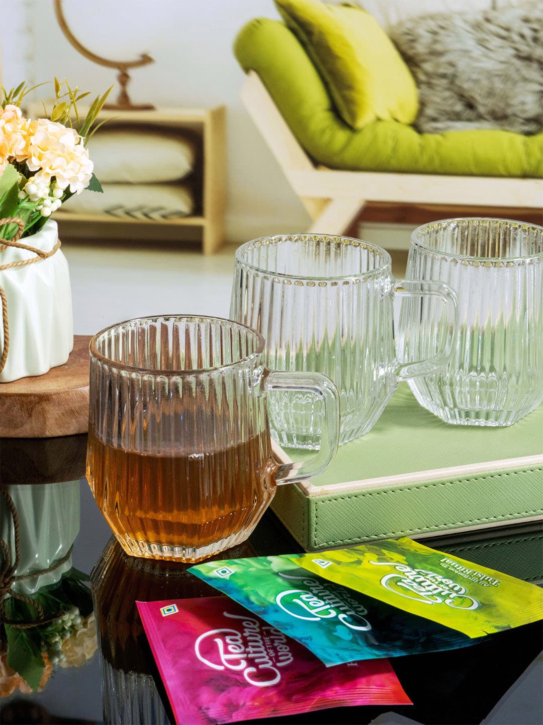 GOODHOMES Transparent Solid Glass Transparent Mugs Set of 6 Cups and Mugs Price in India