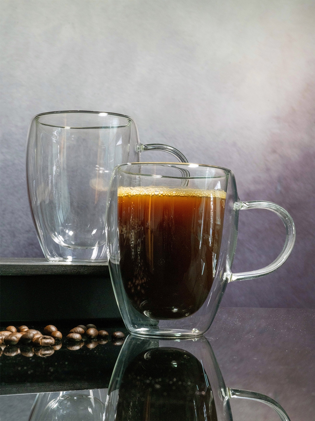 GOODHOMES Transparent Solid Glass Transparent Mugs Set of 2 Cups and Mugs Price in India