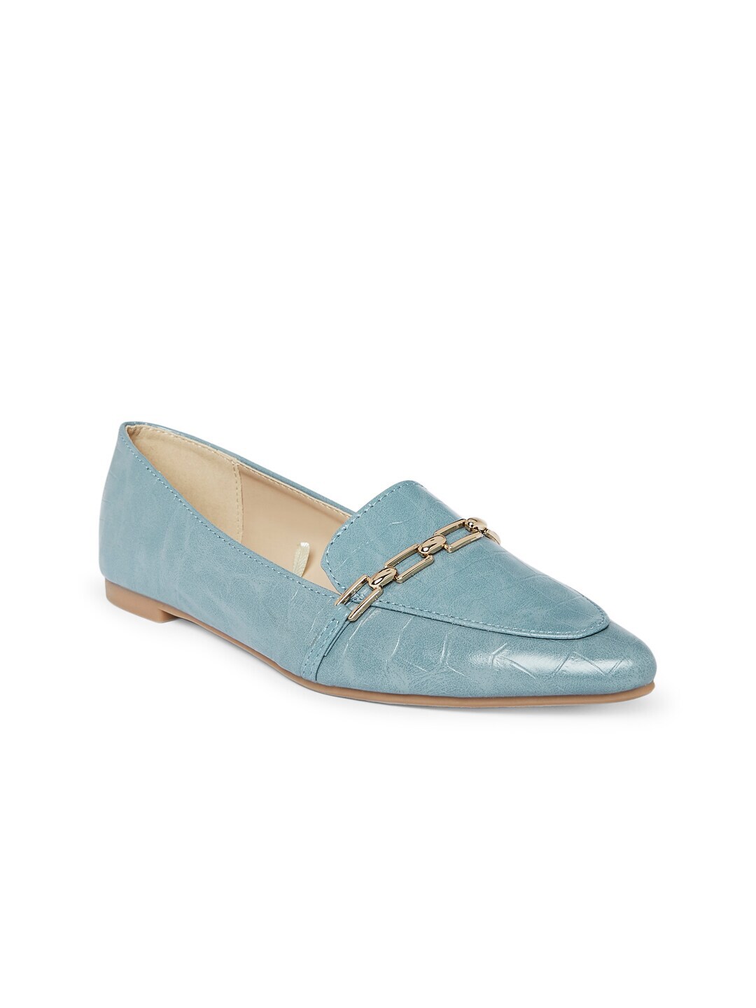 Forever Glam by Pantaloons Women Blue PU Slip-On Horsebit Loafers Price in India