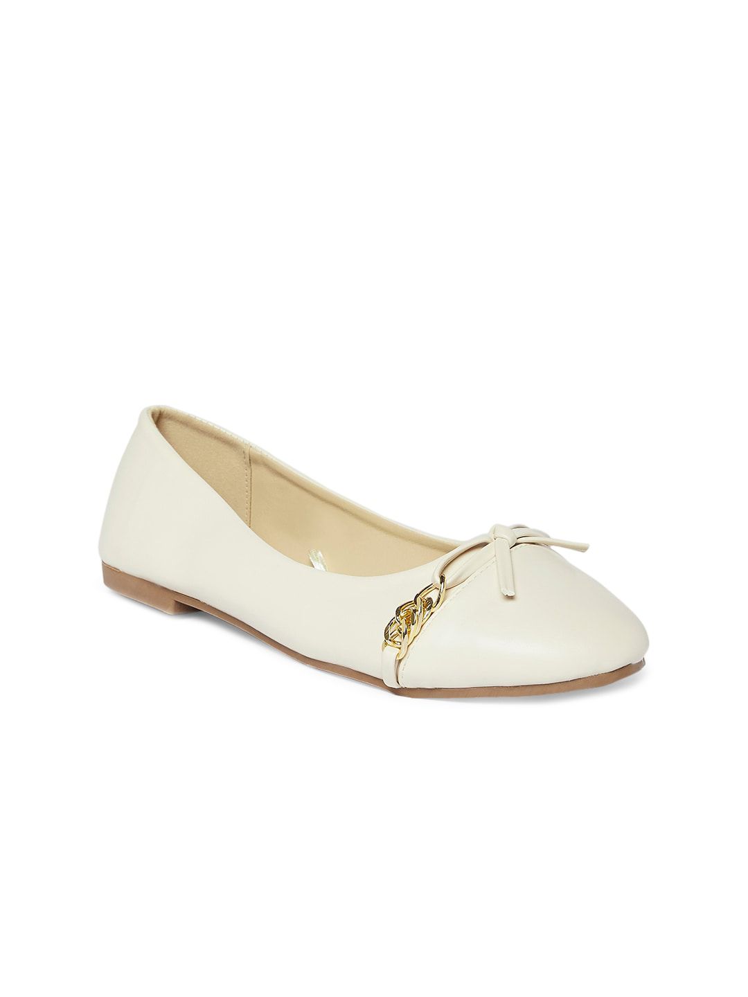 Forever Glam by Pantaloons Women Off White Ballerinas with Bows Flats Price in India