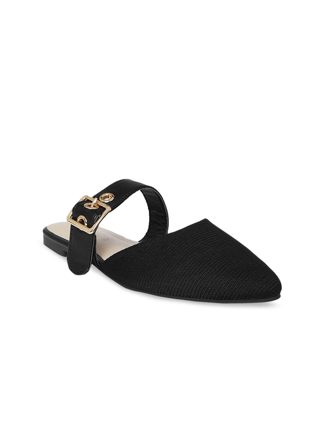 Forever Glam by Pantaloons Black Solid Casual Mules With Buckles Price in India