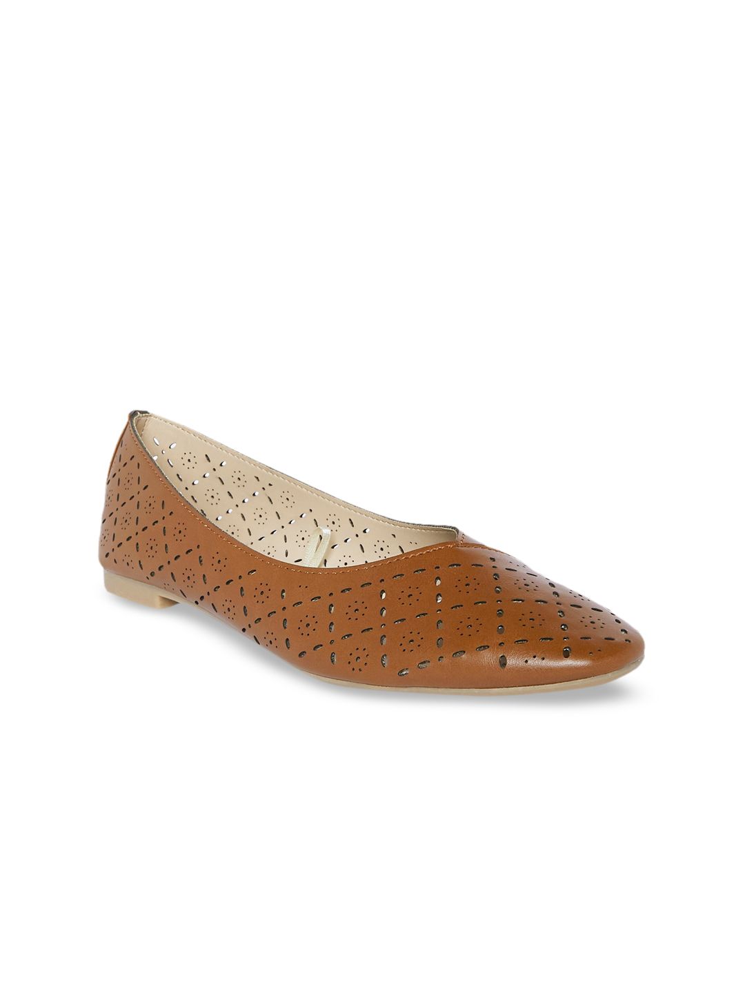 Forever Glam by Pantaloons Women Tan Textured Ballerinas Flats Price in India