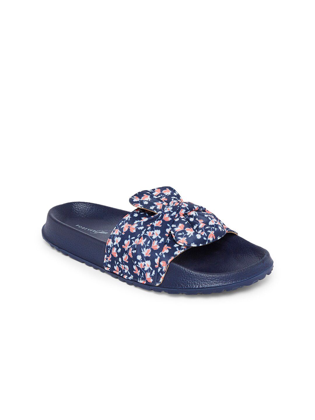 Forever Glam by Pantaloons Women Navy Blue & White Printed Sliders Price in India