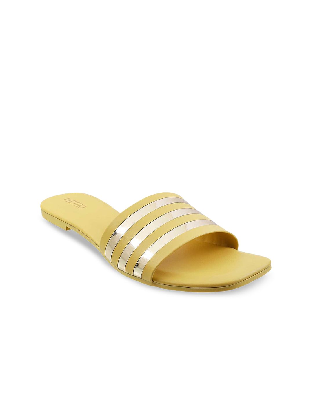 Metro Women Yellow Open Toe Flats Price in India