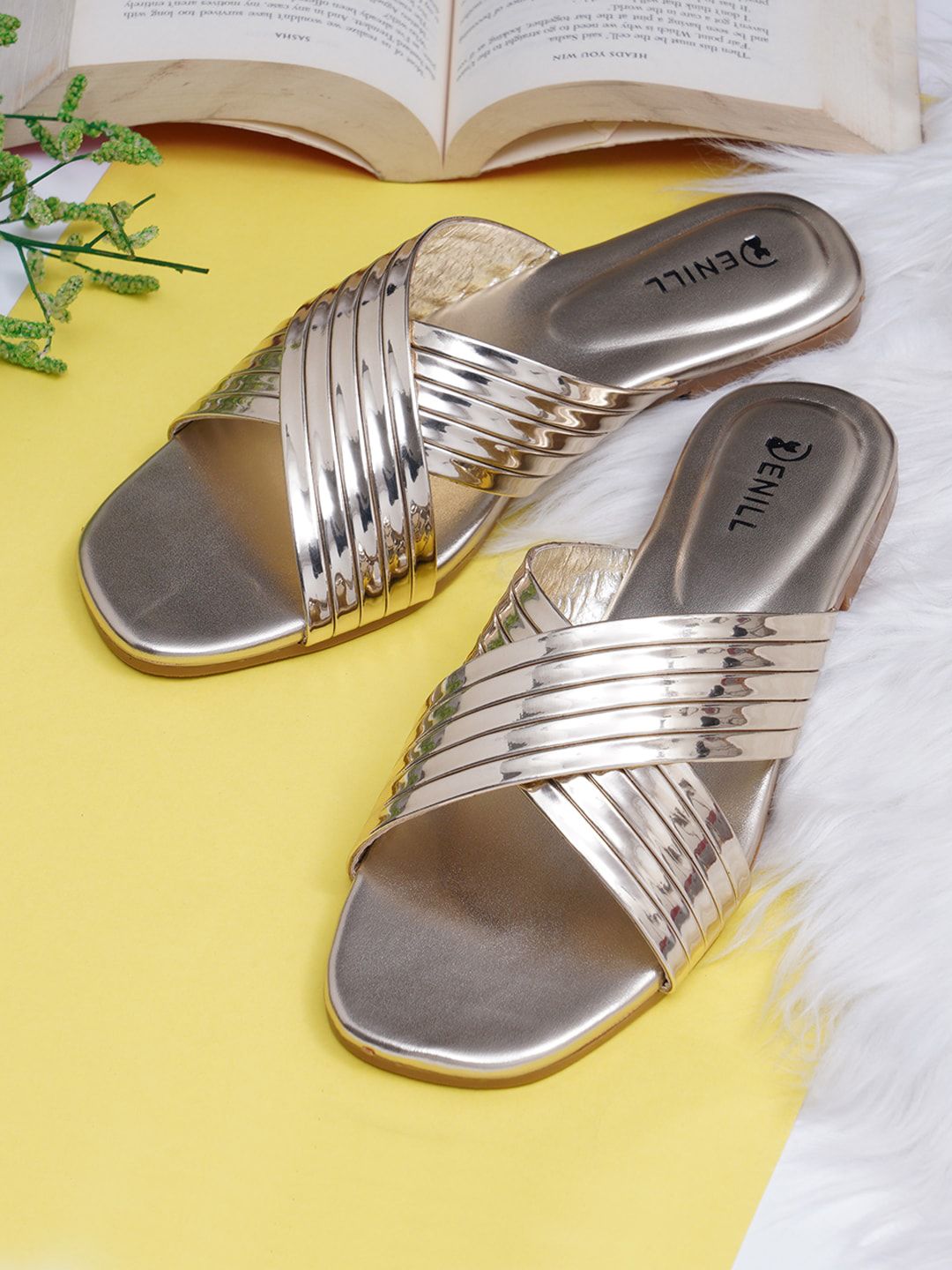 Denill Women Silver-Toned Party Open Toe Flats Price in India