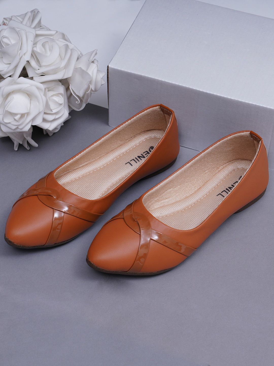 Denill Tan Solid Casual Ballerinas