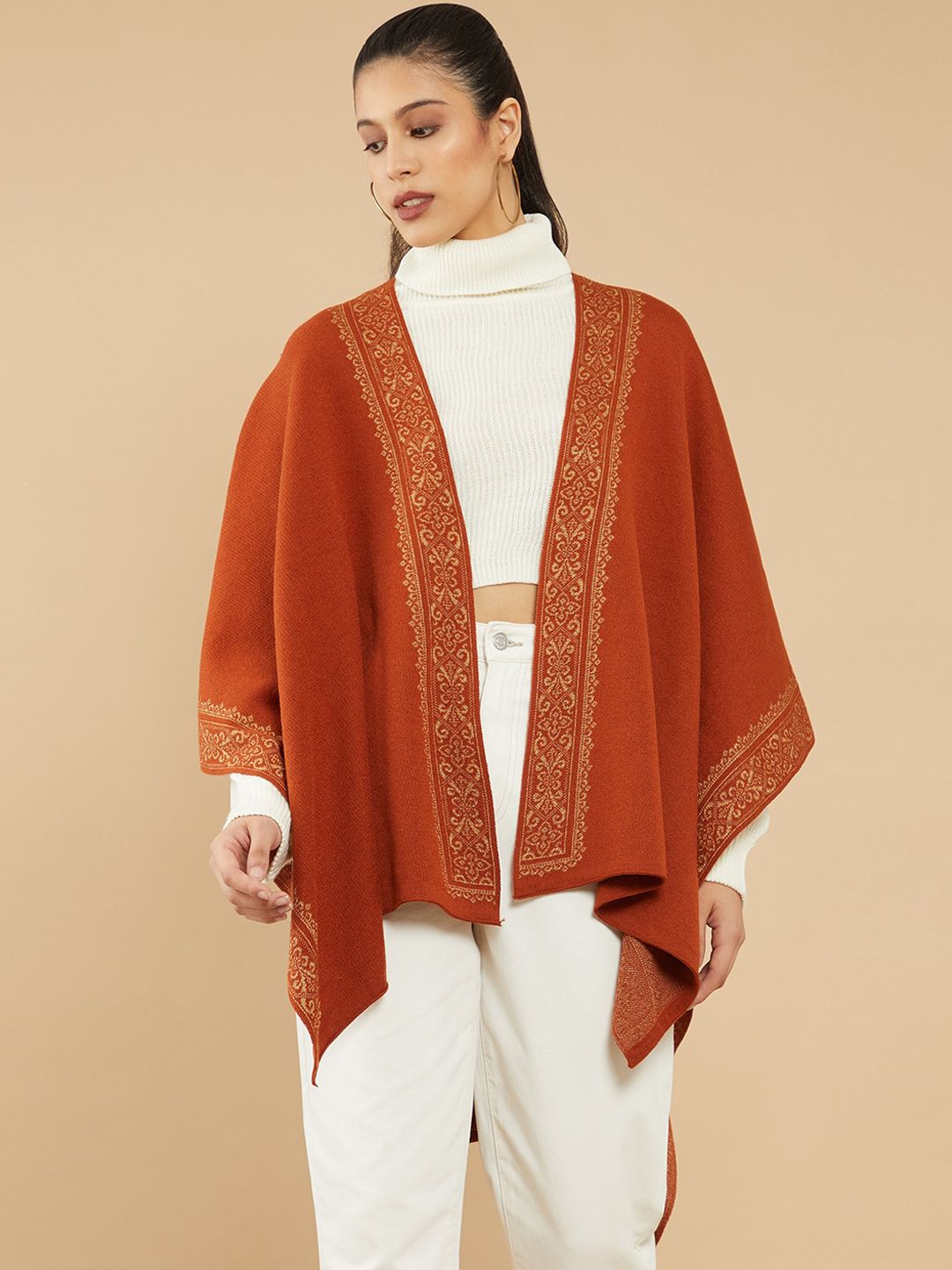 Soch Women Rust Printed Shrug Price in India