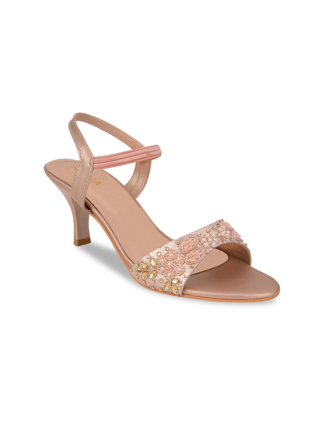 Rocia Rose Gold Embellished Ethnic Sandals Price in India