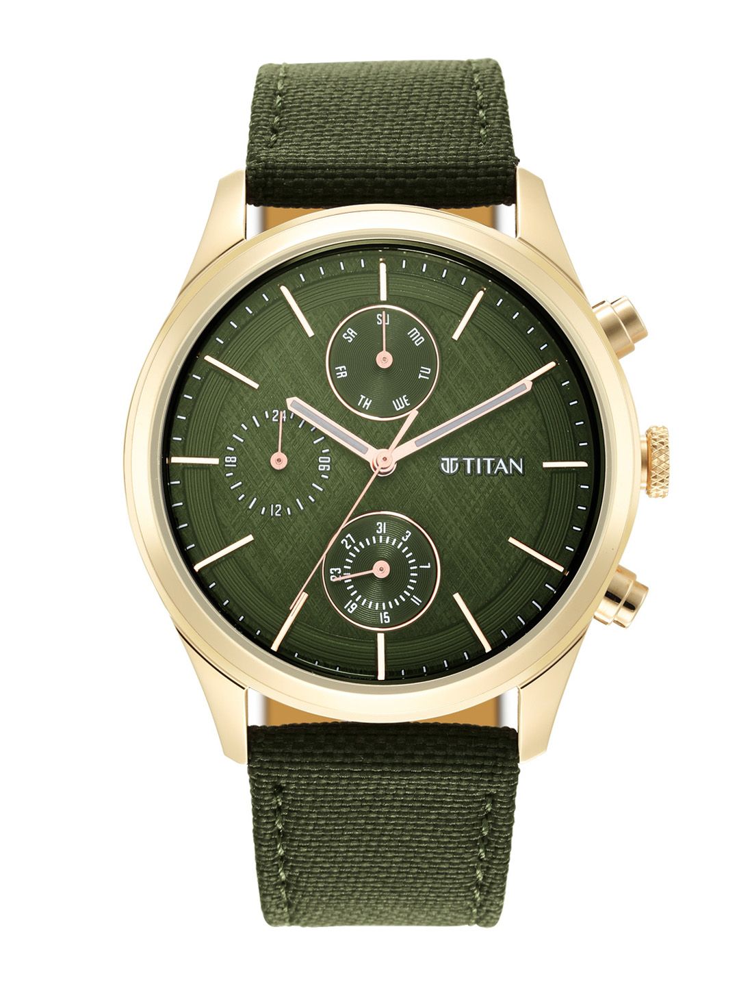 Titan Men Green Dial & Green Straps Analogue Watch 1805WP01