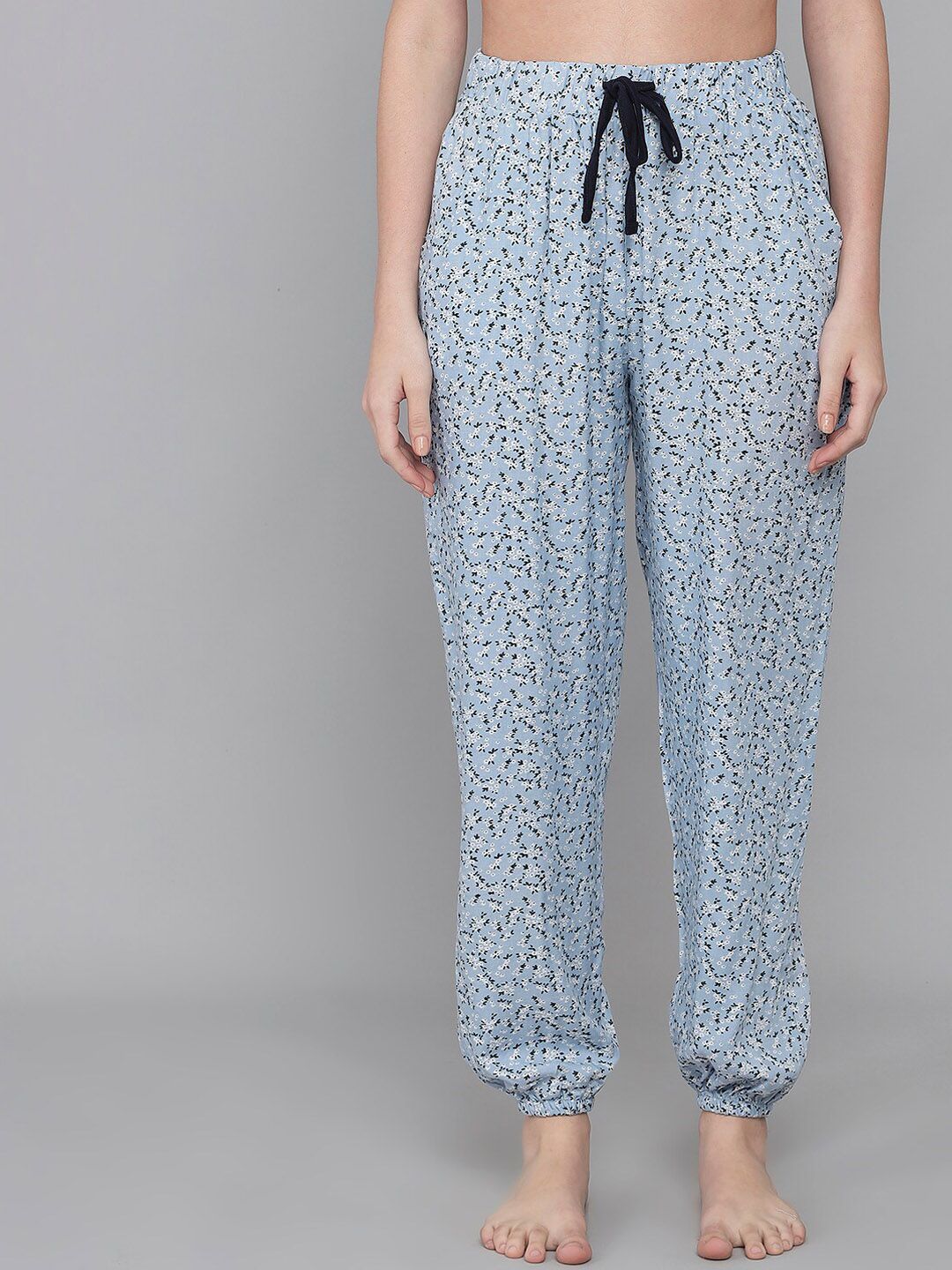 ANTI CULTURE Women Turquoise Blue Printed Lounge Pants Price in India