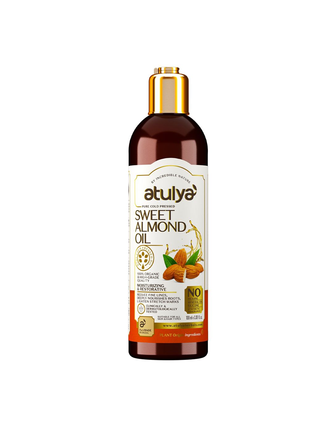 Atulya Sweet Almond Pure Cold Pressed Organic Oil 100 ml Price in India