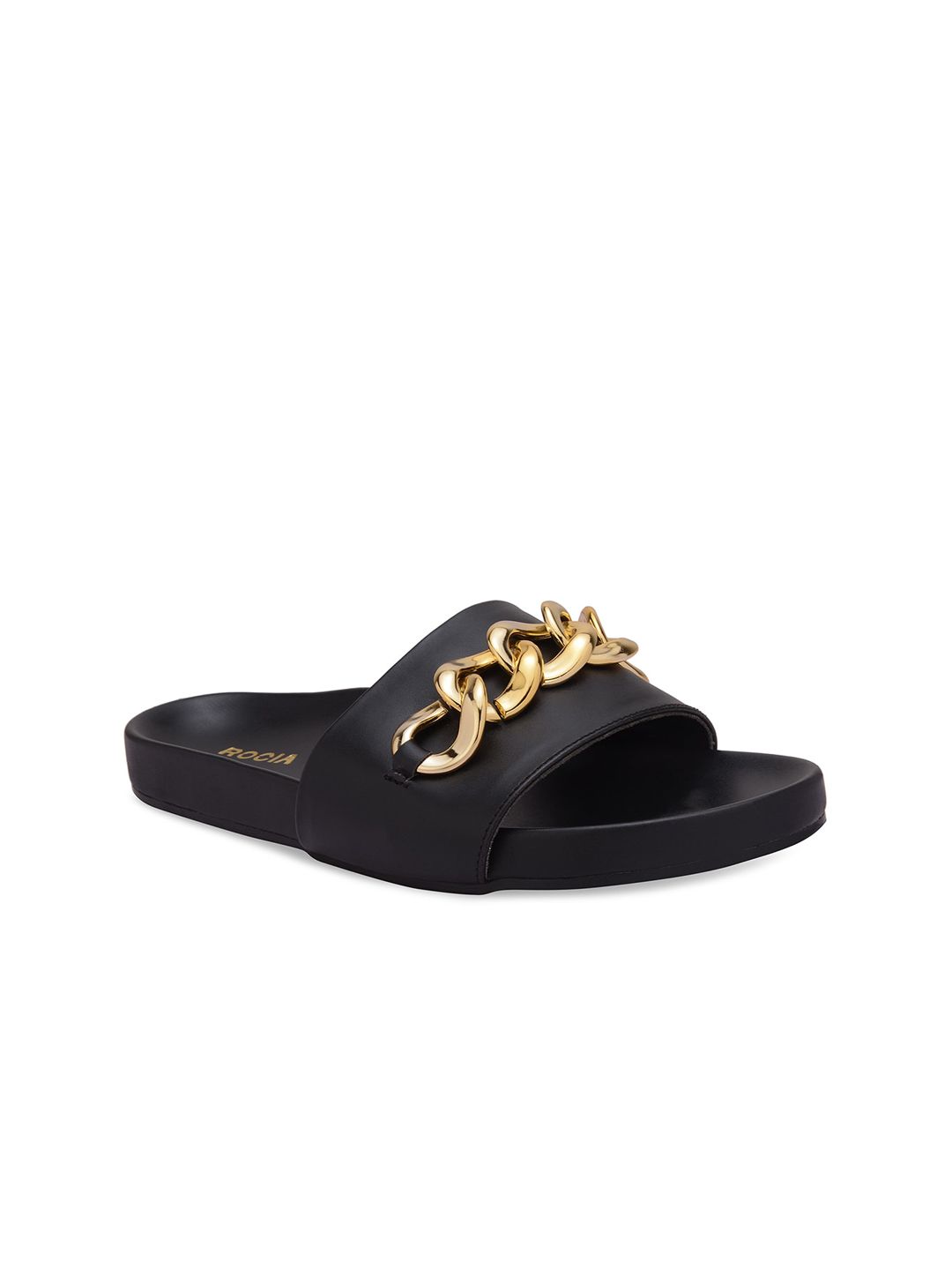 Rocia Women Black Sliders Price in India