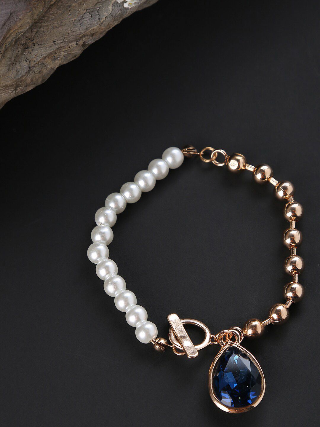 SOHI Women Gold-Toned & White Pearls Link Bracelet Price in India