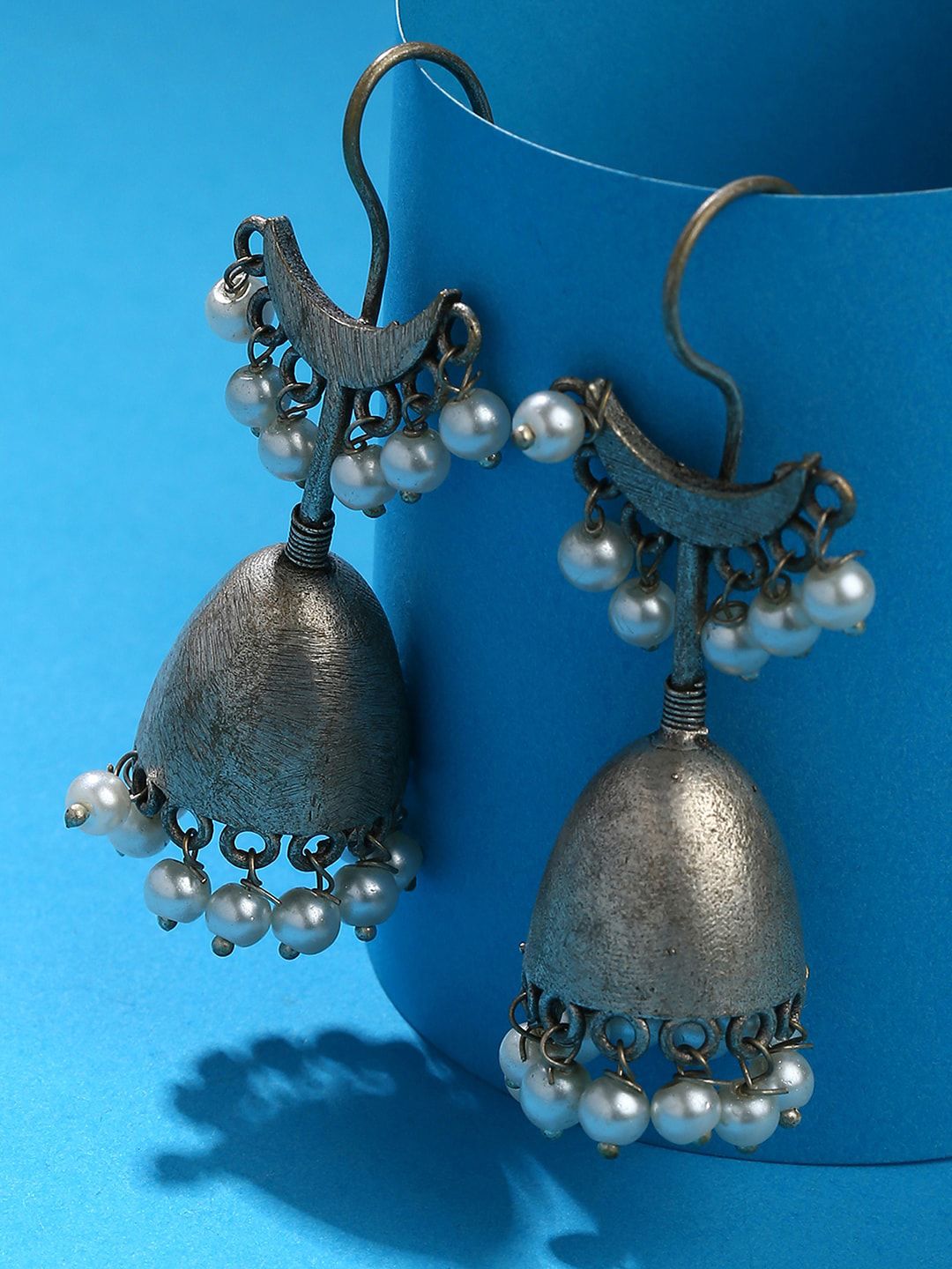 SOHI Silver-Plated Classic Jhumkas Earrings Price in India