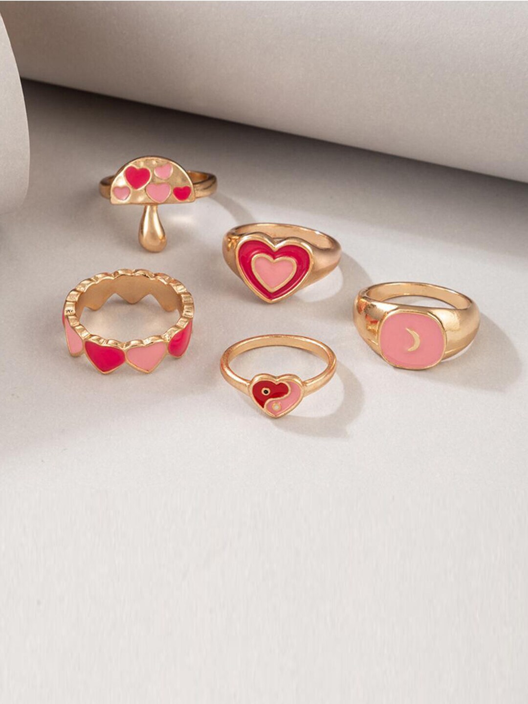 Jewels Galaxy Gold-Plated & Pink Design Detailed Finger Ring Price in India