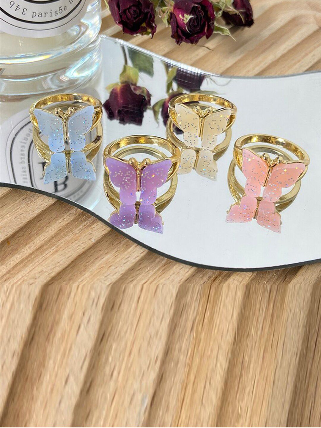 Jewels Galaxy Set Of 4 Gold-Plated Finger Ring Price in India