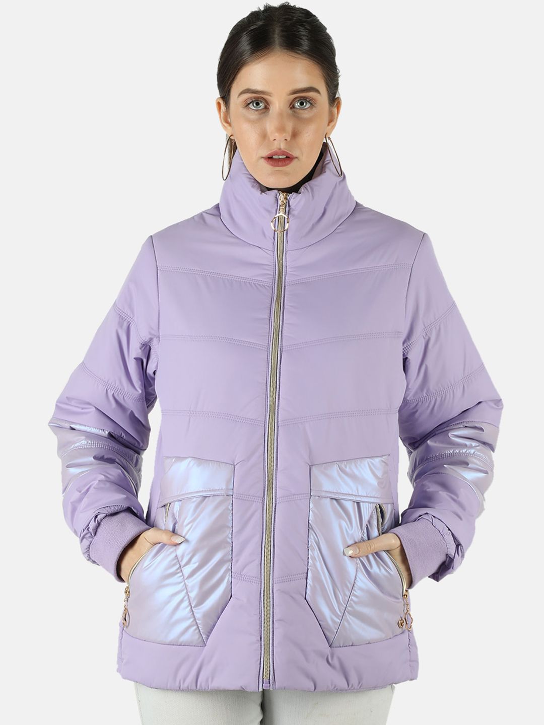 Monte Carlo Women Purple Solid Lightweight Padded Jacket Price in India