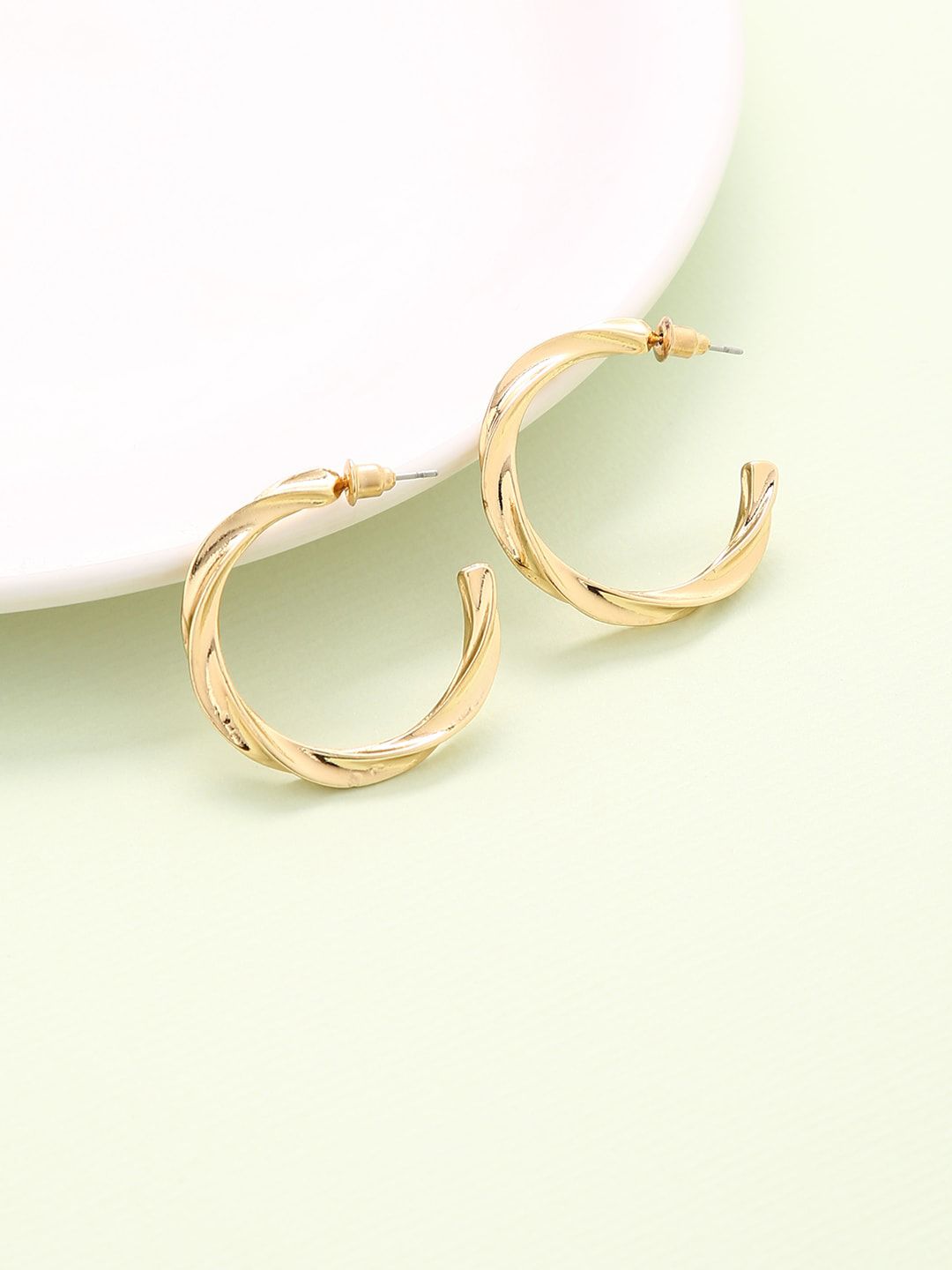 justpeachy Gold-Plated Circular Hoop Earrings Price in India