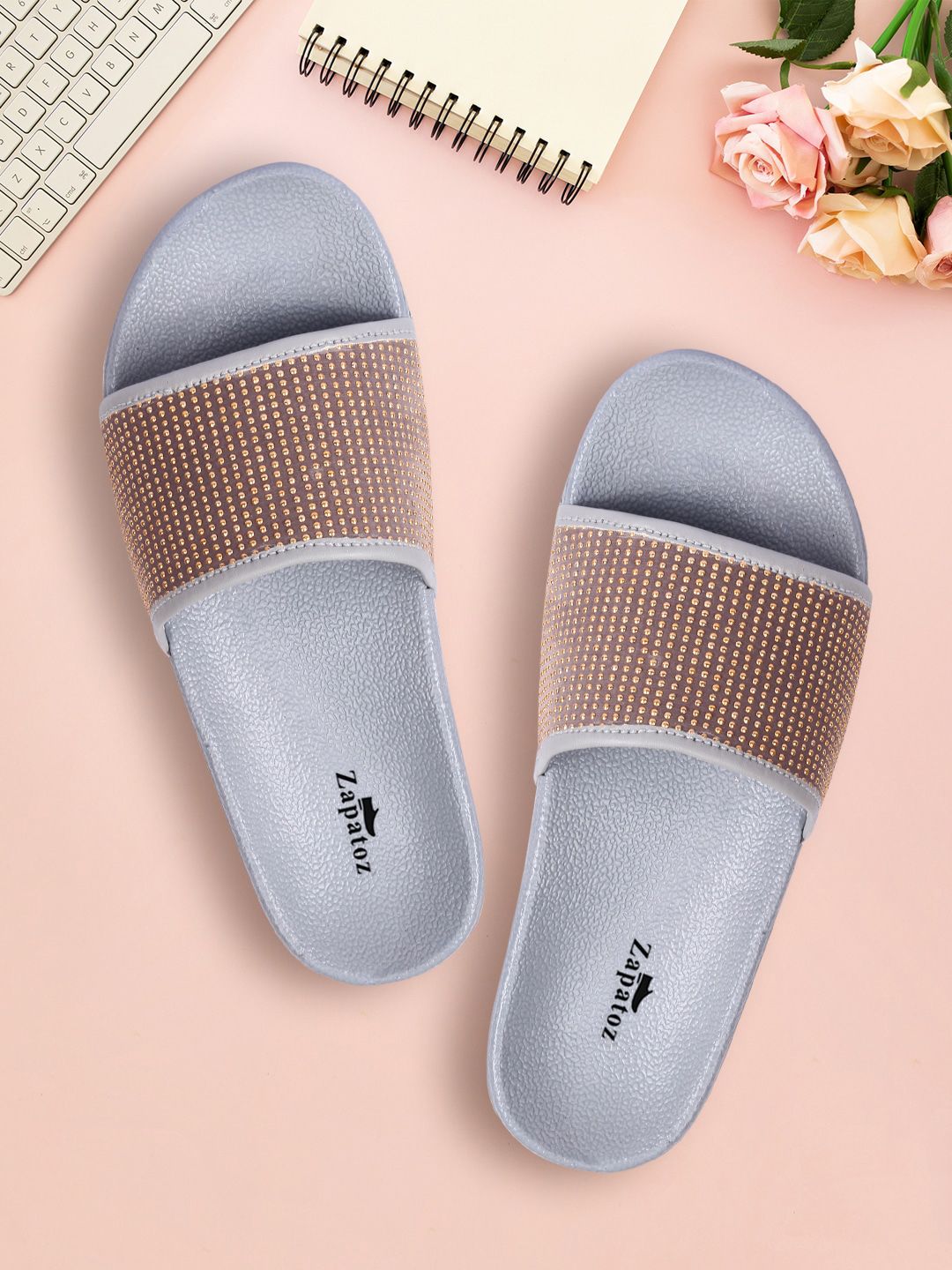 ZAPATOZ Grey PU Flatform Sandals Price in India