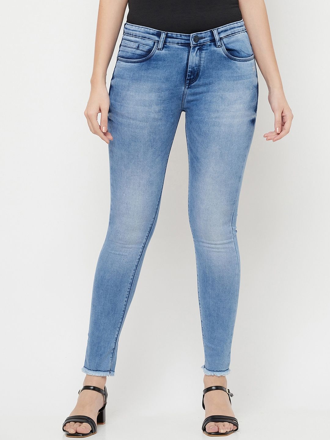 Crimsoune Club Women Blue Super Skinny Fit Heavy Fade Stretchable Jeans Price in India