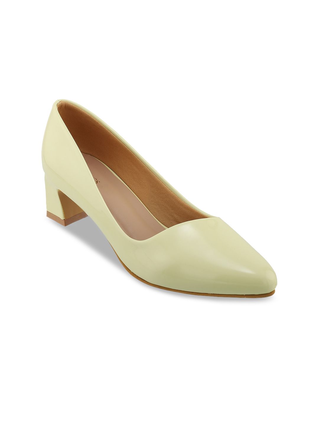 ICONICS Lime Green Pointed Toe Block Pumps Price in India