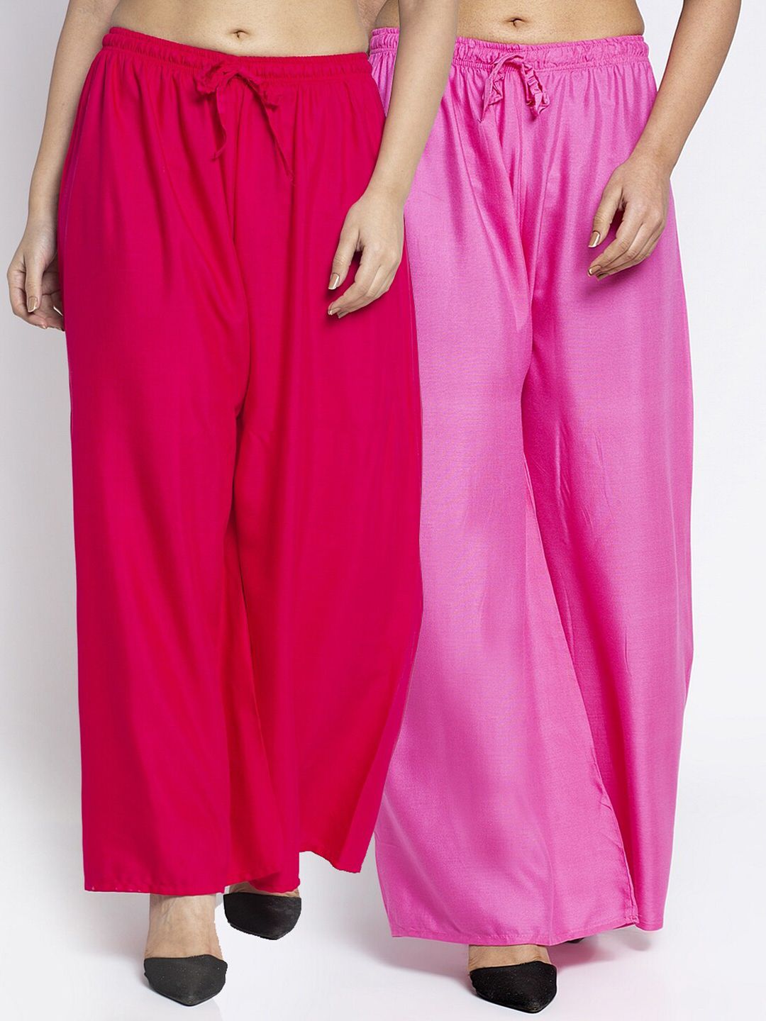 Jinfo Women Pink Pack of 2 Flared Ethnic Palazzos Price in India