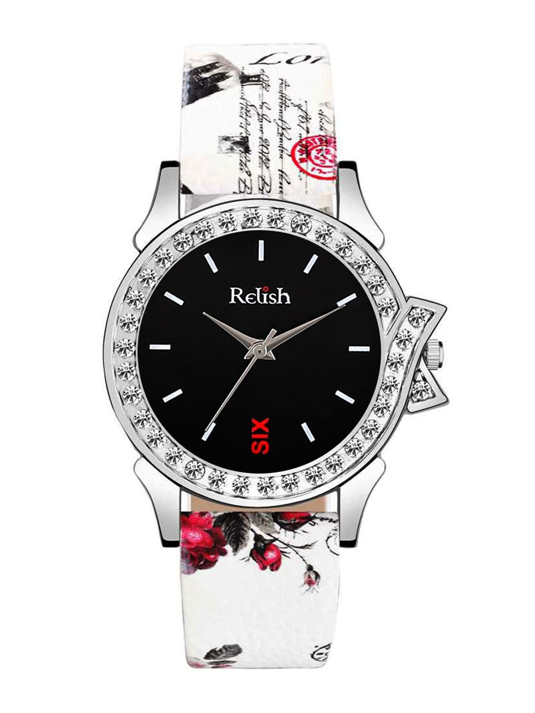 Relish Women Black Embellished Dial & Multicoloured Bracelet Style Straps Analogue Watch RE-L1116 Price in India