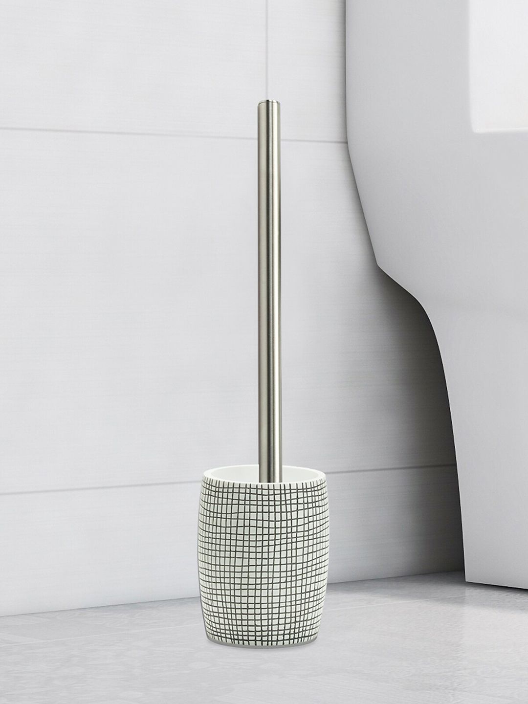 Obsessions Black & White Polyresin Toilet Brush with Holder Price in India