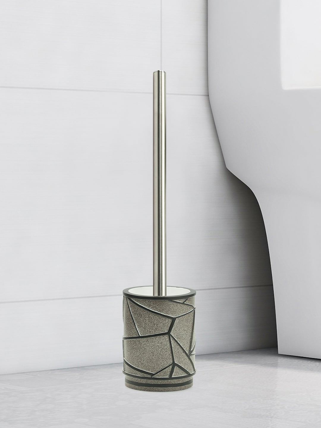 OBSESSIONS Black & Grey Textured Toilet Brush with Holder Price in India