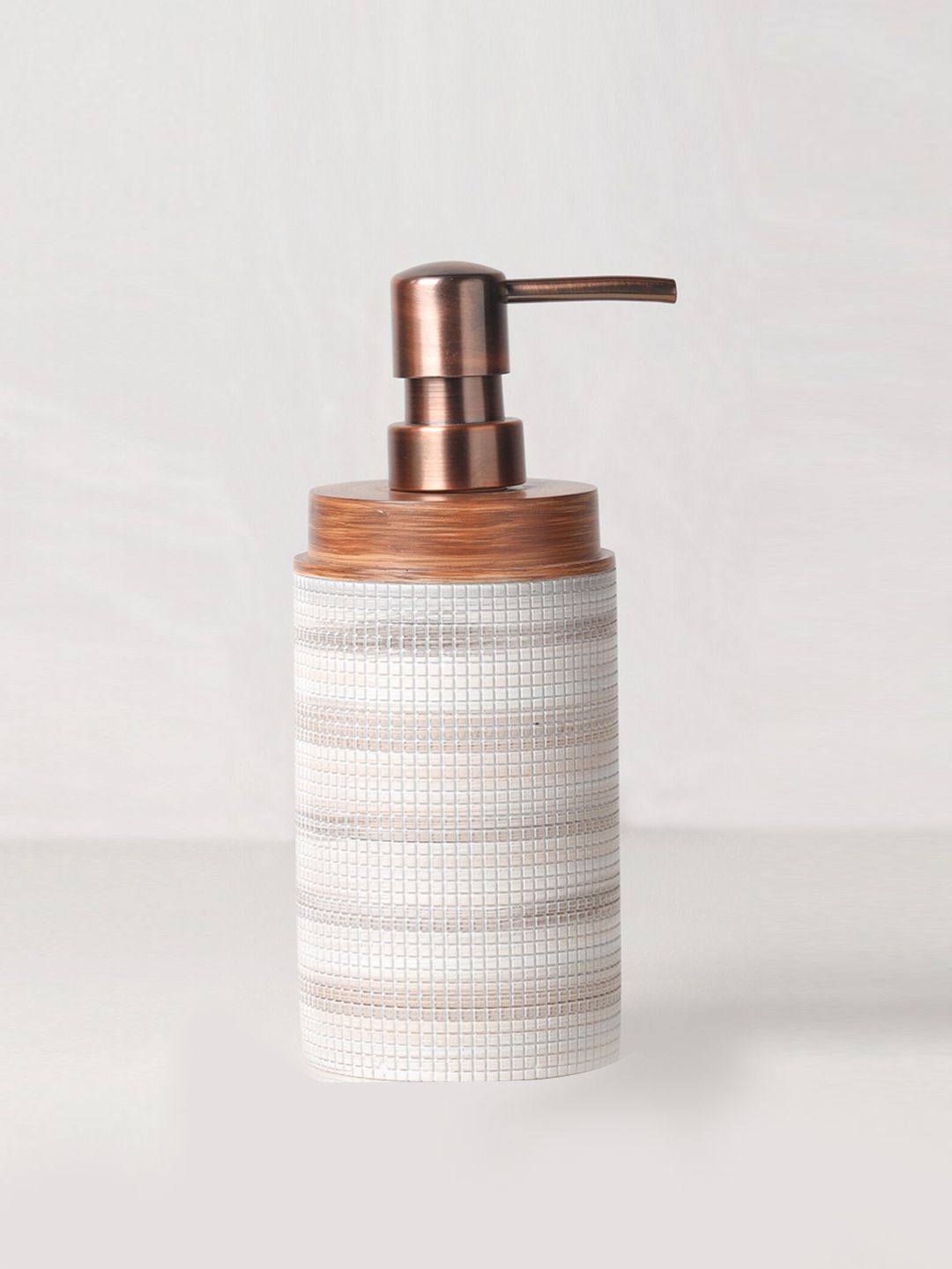 OBSESSIONS White & Brown Textured Soap & Lotion Dispenser Price in India