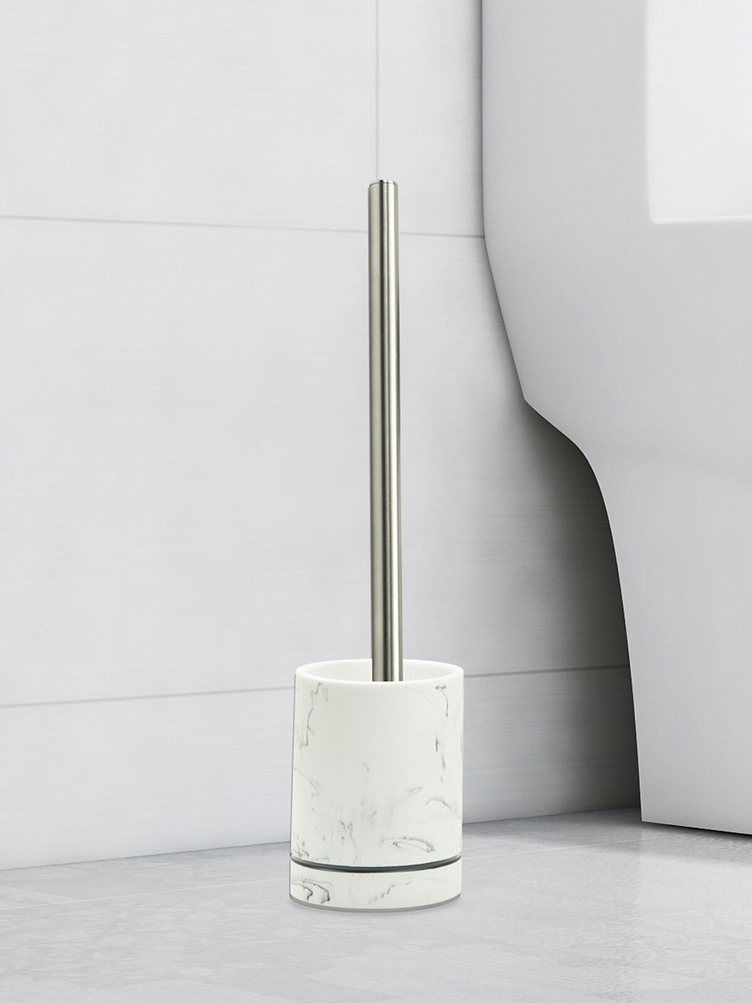 OBSESSIONS White & Grey Abstract Print Toilet Brush with Holder Price in India