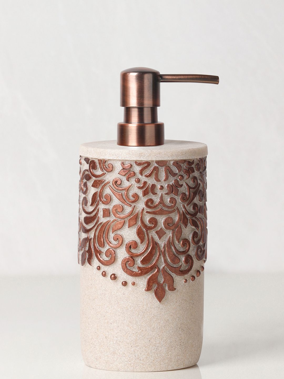 OBSESSIONS Brown & Beige Polyresin Soap & Lotion Dispenser Price in India
