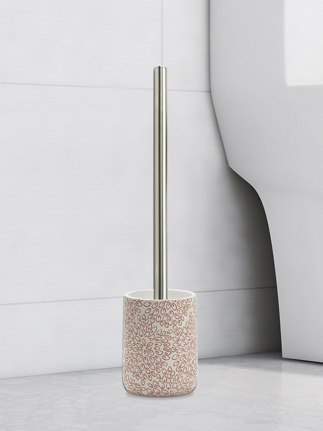 OBSESSIONS Pink Printed Toilet Brush with Holder Price in India