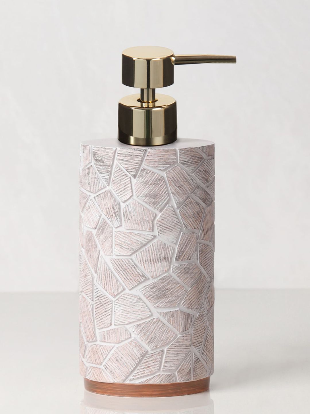 OBSESSIONS Brown & Beige Textured Polyresin Soap & Lotion Dispenser Price in India