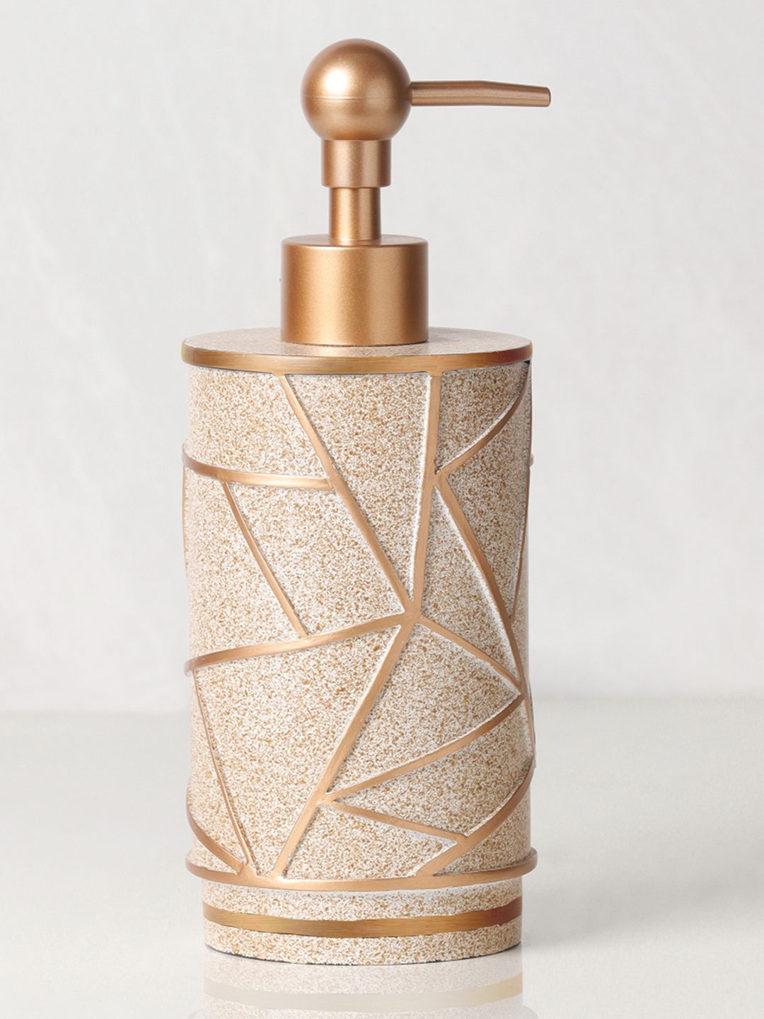 OBSESSIONS Gold Toned & Beige Textured Polyresin Soap & Lotion Dispenser