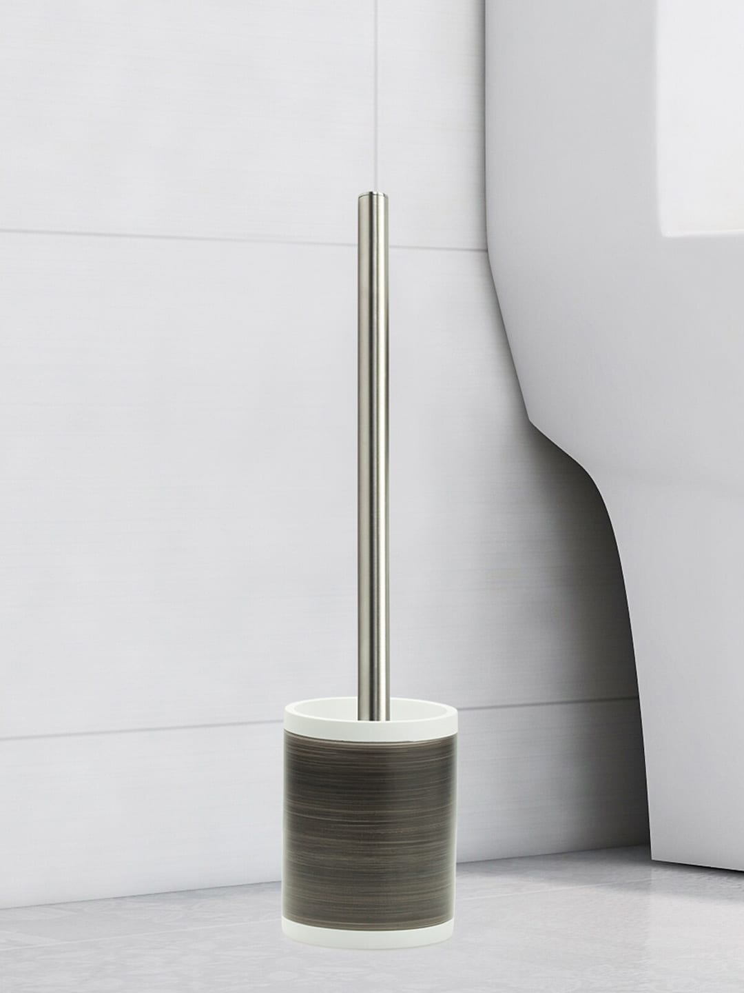OBSESSIONS Brown & White Freestanding Polyresin Toilet Brush With Holder Price in India