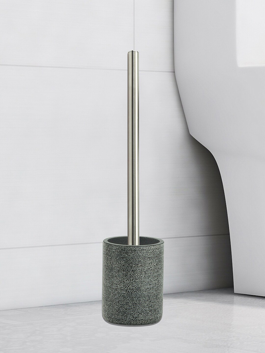 OBSESSIONS Charcoal Grey Striped Toilet Brush with Holder Price in India