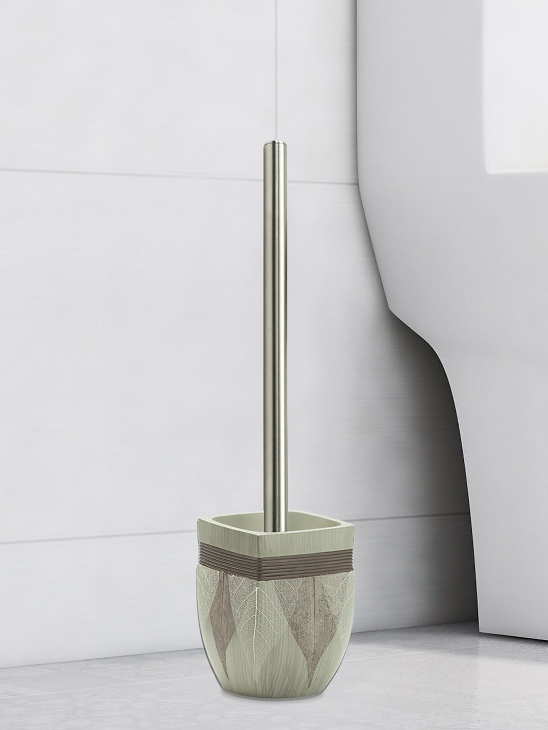 OBSESSIONS Brown Floral Print Toilet Brush with Holder Price in India