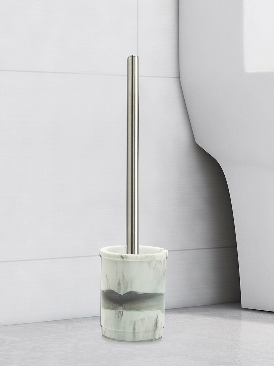 OBSESSIONS Grey & White Toilet Brush with Holder Price in India