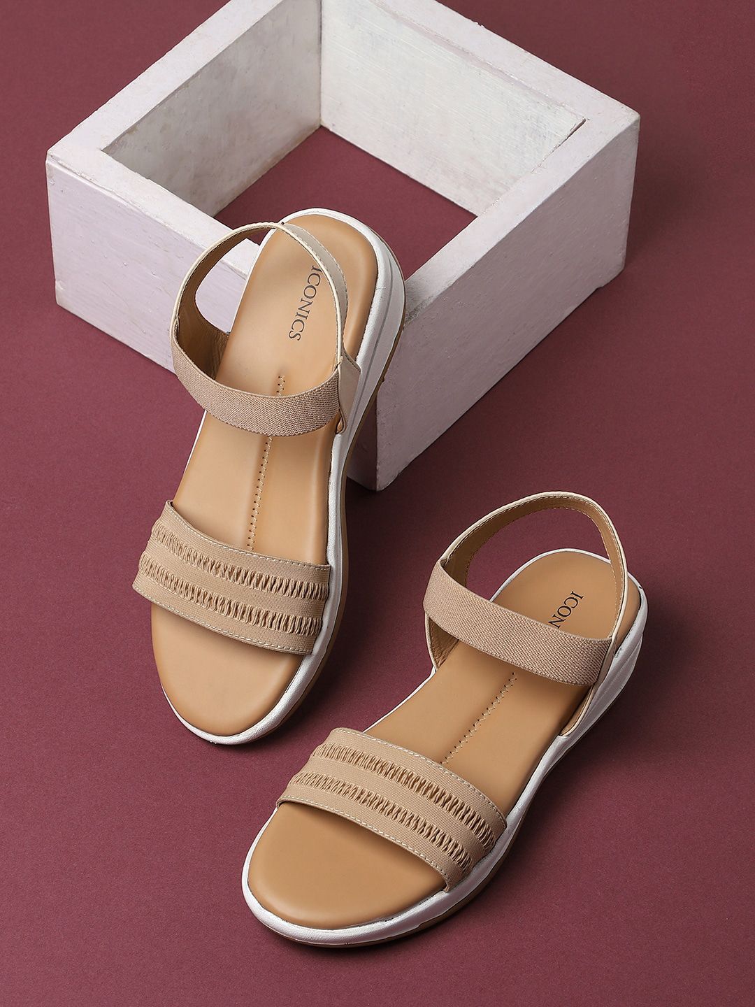 ICONICS Beige Comfort Sandals Price in India