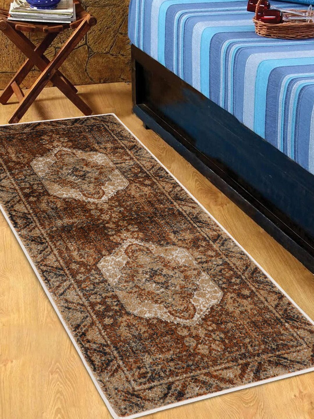 OBSESSIONS Brown Traditional Floor Runner Price in India