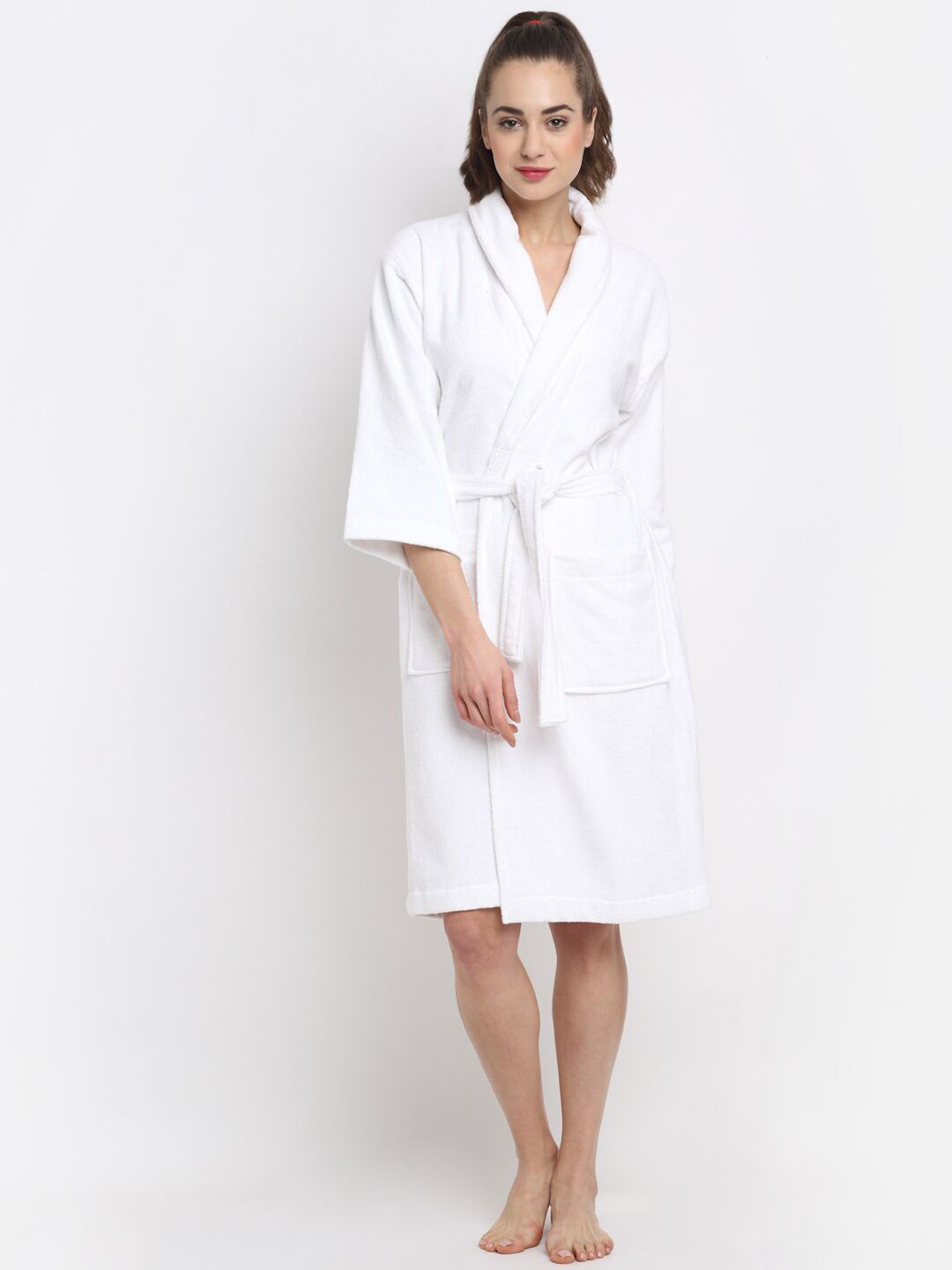 Creeva White Solid Bath Robe Price in India
