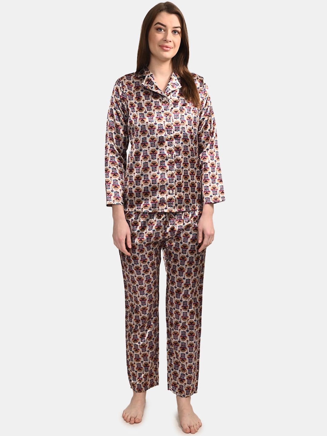 BuckleUp Women Multicoloured Printed Night suit Price in India